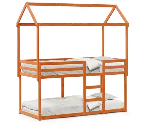 Vaikiška Lova Su Stogeliu, Vaško Ruda, 80X200cm Pušies Masyvas