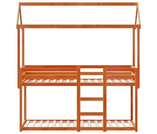 Vaikiška Lova Su Stogeliu, Vaško Ruda, 80X200cm Pušies Masyvas