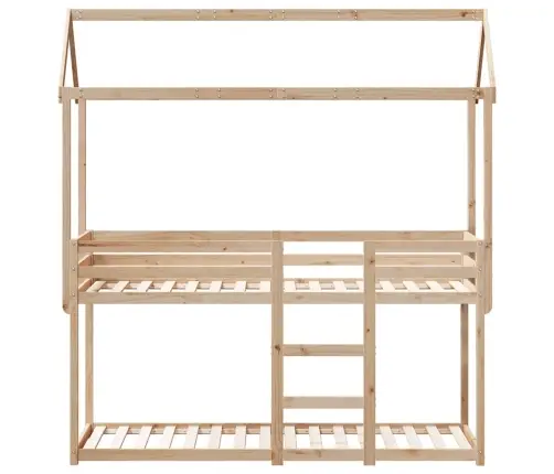 Divstāvu Gulta Ar Jumtu, 90X190 Cm, Priedes Masīvkoks Vidaxl