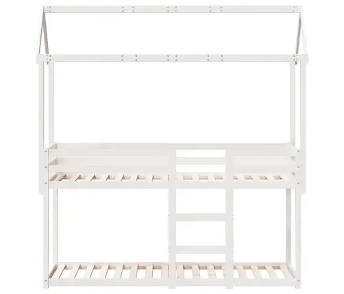 Katusega Narivoodi, Valge, 90 X 190 cm Männipuit