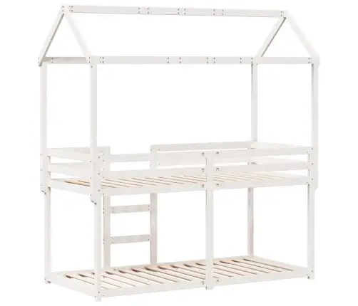 Katusega Narivoodi, Valge, 90 X 190 cm Männipuit