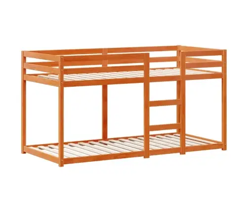 Divstāvu Gulta Ar Jumtu, Vaska Brūna, 90X190 Cm, Priedes Koks Vidaxl