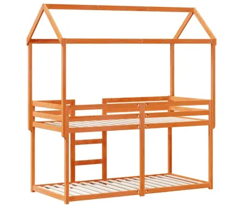 Katusega Narivoodi, Vahapruun, 75 X 190 cm Männipuit