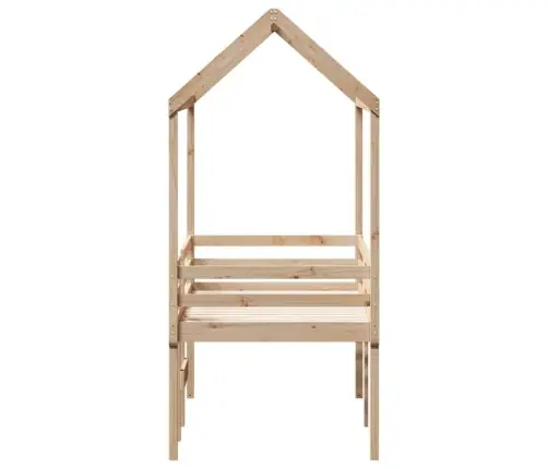 Augstā Gulta Ar Jumtu, 90X200 Cm, Priedes Masīvkoks Vidaxl