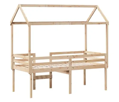 Augstā Gulta Ar Jumtu, 90X200 Cm, Priedes Masīvkoks Vidaxl