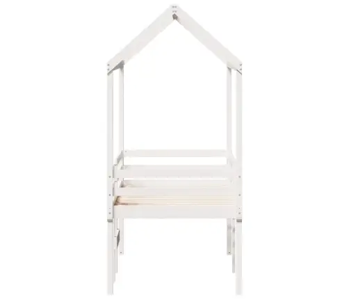 Kõrge Voodi, Katusega, Valge, 90 X 200 cm Männipuit