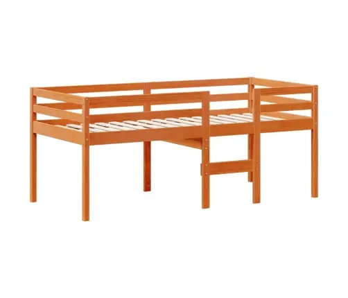 Augstā Gulta Ar Jumtu Vaska Brūnas 90X200 Cm Priedes Masīvkoks Vidaxl