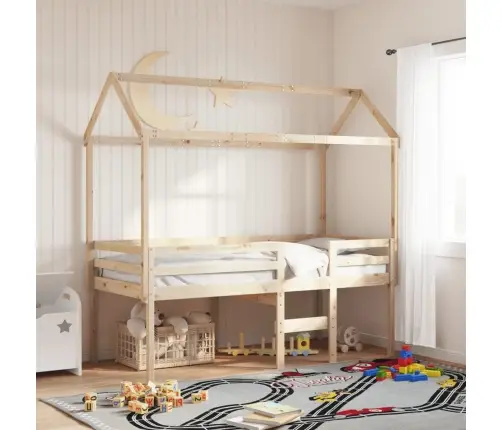 Kõrge Voodi, Katusega, 80 X 200 cm Männipuit