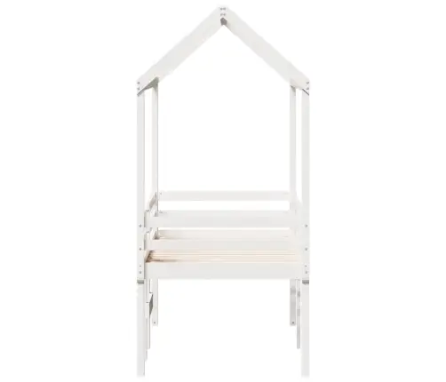 Aukšta Lova Su Stogu, Balta, 80X200cm Pušies Medienos Masyvas