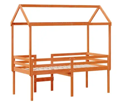 Augstā Gulta Ar Jumtu Vaska Brūnas 80X200 Cm Priedes Masīvkoks Vidaxl