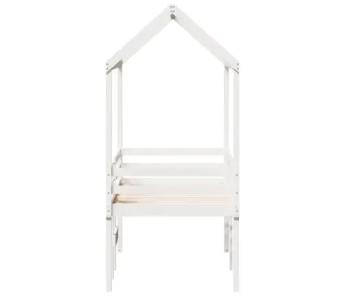 Augstā Gulta Ar Jumtu, Balta, 90X190 Cm, Priedes Masīvkoks Vidaxl