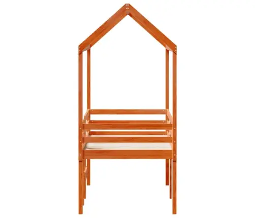 Aukšta Lova Su Stogu, Vaško Ruda, 90X190cm Pušies Masyvas