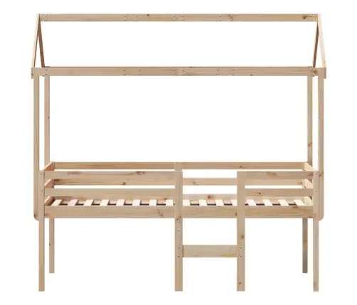 Augstā Gulta Ar Jumtu, 75X190 Cm, Priedes Masīvkoks Vidaxl