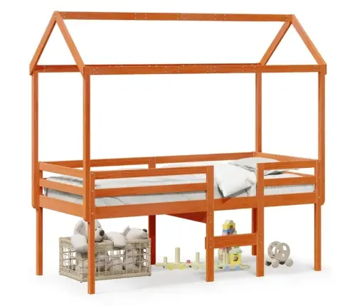 Kõrge Voodi, Katusega, Meepruun, 75 X 190 cm Männipuit