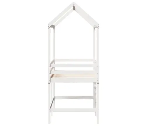 Augstā Gulta Ar Jumtu, Balta, 90X190 Cm, Priedes Masīvkoks Vidaxl