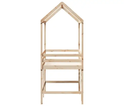 Kõrge Voodi Redeli Ja Katusega, 90X190 cm Männipuit