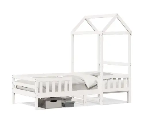 Lovos Rėmas Su Stogeliu, Baltas, 80X200cm Pušies Masyvas