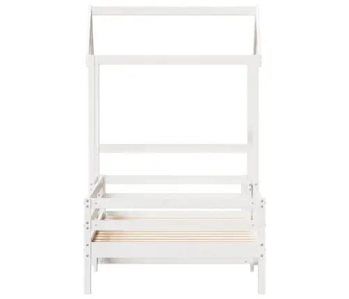 Lovos Rėmas Su Stogeliu, Baltas, 80X200cm Pušies Masyvas