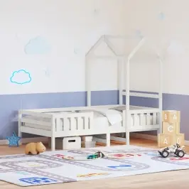 Lovos Rėmas Su Stogeliu, Baltas, 80X200cm Pušies Masyvas