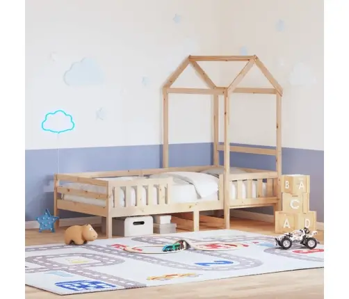Gultas Rāmis Ar Jumtu, 75X190 Cm, Priedes Masīvkoks Vidaxl