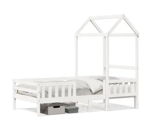 Lovos Rėmas Su Stogeliu, Baltas, 75X190cm Pušies Masyvas