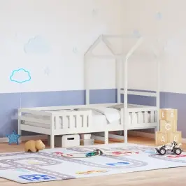 Lovos Rėmas Su Stogeliu, Baltas, 75X190cm Pušies Masyvas