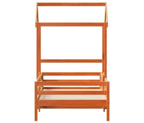 Gultas Rāmis Ar Jumtu, Vaska Brūna, 75X190 Cm, Priedes Koks Vidaxl