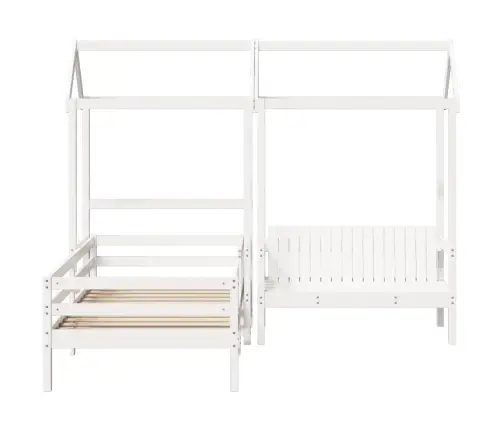 Gulta Ar Solu Un Jumtu, Balta, 100X200 Cm, Priedes Masīvkoks Vidaxl