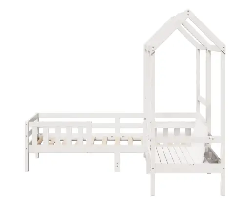 Gulta Ar Solu Un Jumtu, Balta, 100X200 Cm, Priedes Masīvkoks Vidaxl