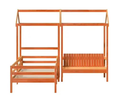 Gulta Ar Solu Un Jumtu Vaska Brūna 100X200 Cm Priedes Masīvkoks Vidaxl