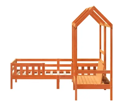 Gulta Ar Solu Un Jumtu Vaska Brūna 100X200 Cm Priedes Masīvkoks Vidaxl