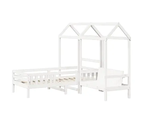 Gulta Ar Solu Un Jumtu, Balta, 80X200 Cm, Priedes Masīvkoks Vidaxl