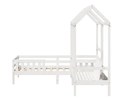 Gulta Ar Solu Un Jumtu, Balta, 80X200 Cm, Priedes Masīvkoks Vidaxl