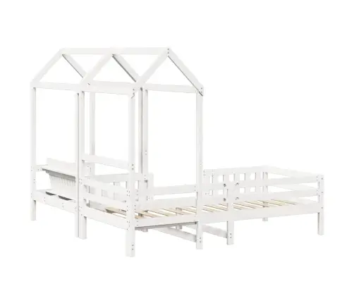 Gulta Ar Solu Un Jumtu, Balta, 80X200 Cm, Priedes Masīvkoks Vidaxl