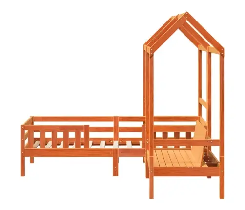 Lovos Ir Suoliuko Komplektas Stogeliu, Ruda, 90X190cm Pušis