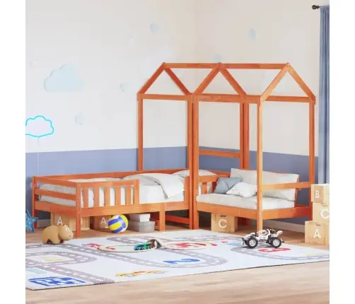 Lovos Ir Suoliuko Komplektas Stogeliu, Ruda, 90X190cm Pušis