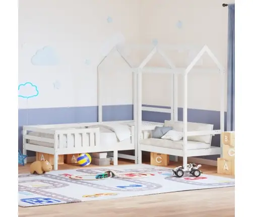 Gulta Ar Solu Un Jumtu, Balta, 75X190 Cm, Priedes Masīvkoks Vidaxl