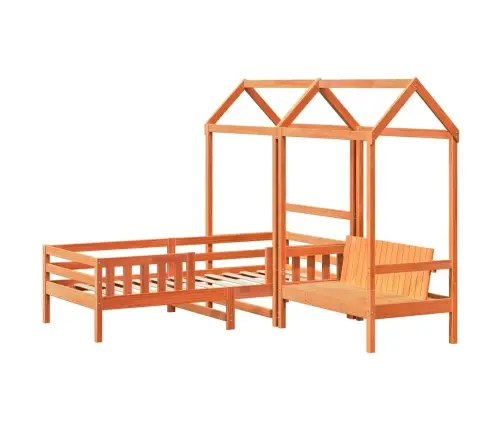 Gulta Ar Solu Un Jumtu, Vaska Brūna, 75X190 Cm, Priedes Koks Vidaxl