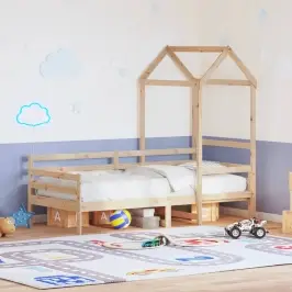 Lova Su Stogeliu, 90X190cm Pušies Medienos Masyvas