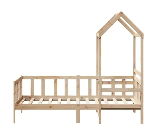 Lova Su Stogeliu, 90X200cm Pušies Medienos Masyvas