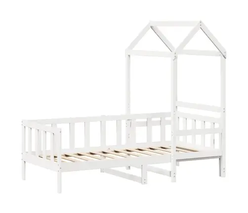 Dienas Gulta Ar Jumtu Bez Matrača Balts 80X200 Cm Masīvkoks Vidaxl