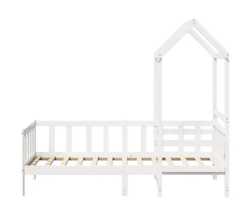 Dienas Gulta Ar Jumtu Bez Matrača Balts 80X200 Cm Masīvkoks Vidaxl