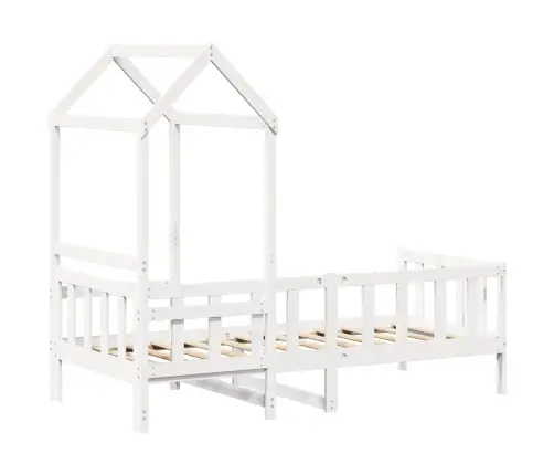 Dienas Gulta Ar Jumtu Bez Matrača Balts 80X200 Cm Masīvkoks Vidaxl