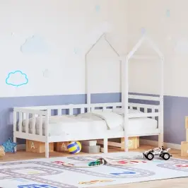 Dienas Gulta Ar Jumtu Bez Matrača Balts 80X200 Cm Masīvkoks Vidaxl