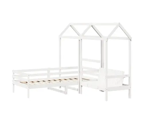 Lovos Ir Suoliuko Komplektas Su Stogeliu, Balta, 80X200Cm