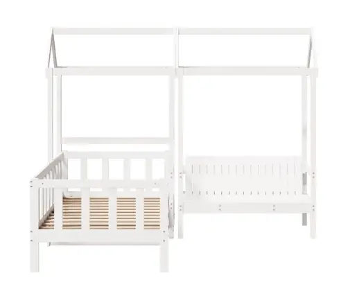 Lovos Ir Suoliuko Komplektas Su Stogeliu, Balta, 80X200Cm