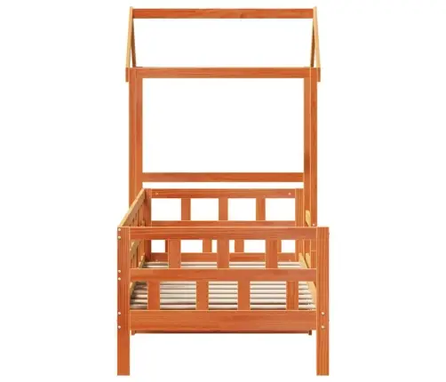 Vaikiška Lova Su Stogeliu, Vaško Ruda, 90X200cm Pušies Masyvas