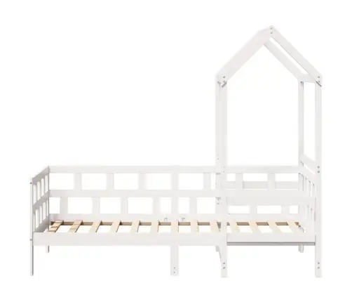 Dienas Gulta Ar Jumtu Bez Matrača Balts 80X200 Cm Masīvkoks Vidaxl