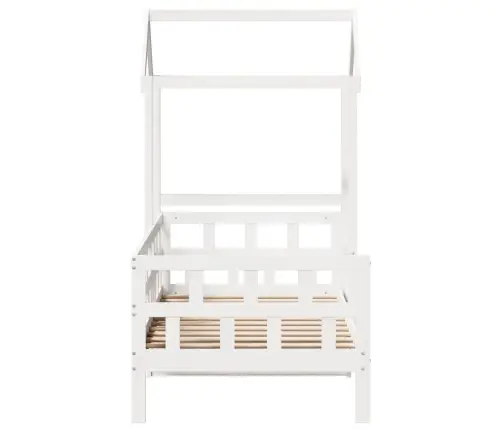 Dienas Gulta Ar Jumtu Bez Matrača Balts 80X200 Cm Masīvkoks Vidaxl