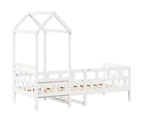 Dienas Gulta Ar Jumtu Bez Matrača Balts 80X200 Cm Masīvkoks Vidaxl